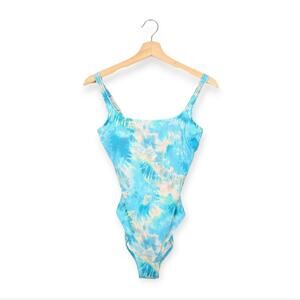 NWT Johnny Was Calme Women's Swim Aqua Tie Dye One Piece Swimsuit Size S
